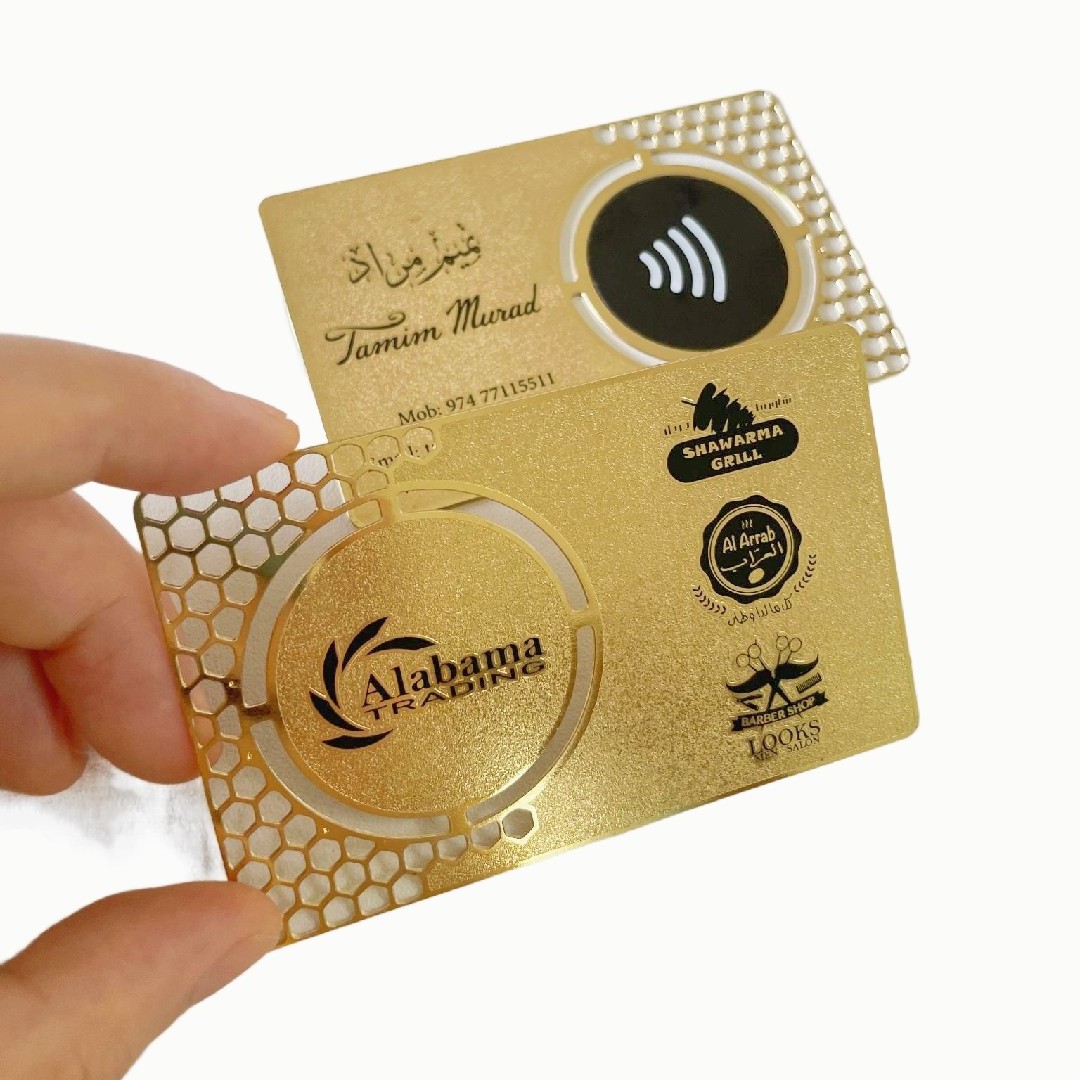 Personalized Logo Smart Metal NFC Business Name VIP Loyalty NFC Cards Luxury 24K Gold Stainless Steel NFC Card with Gift Box