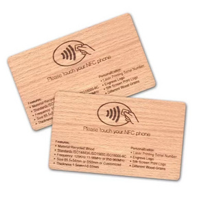 13.56mhz Passive NFC Customized Laser Engraving Blank Wood Business Card NFC Bamboo Card Blank Hotel Access Control Card