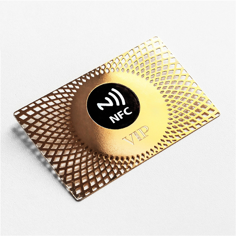 Personalized Logo Smart Metal NFC Business Name VIP Loyalty NFC Cards Luxury 24K Gold Stainless Steel NFC Card with Gift Box