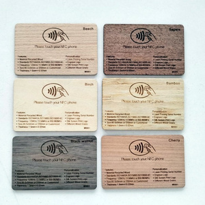 Hot Sale Eco-friendly Laser Engraved NFC Wooden Cards Passive 13.56mhz NTAG213 NTAG215 NTAG216 Smart RFID Wood Card