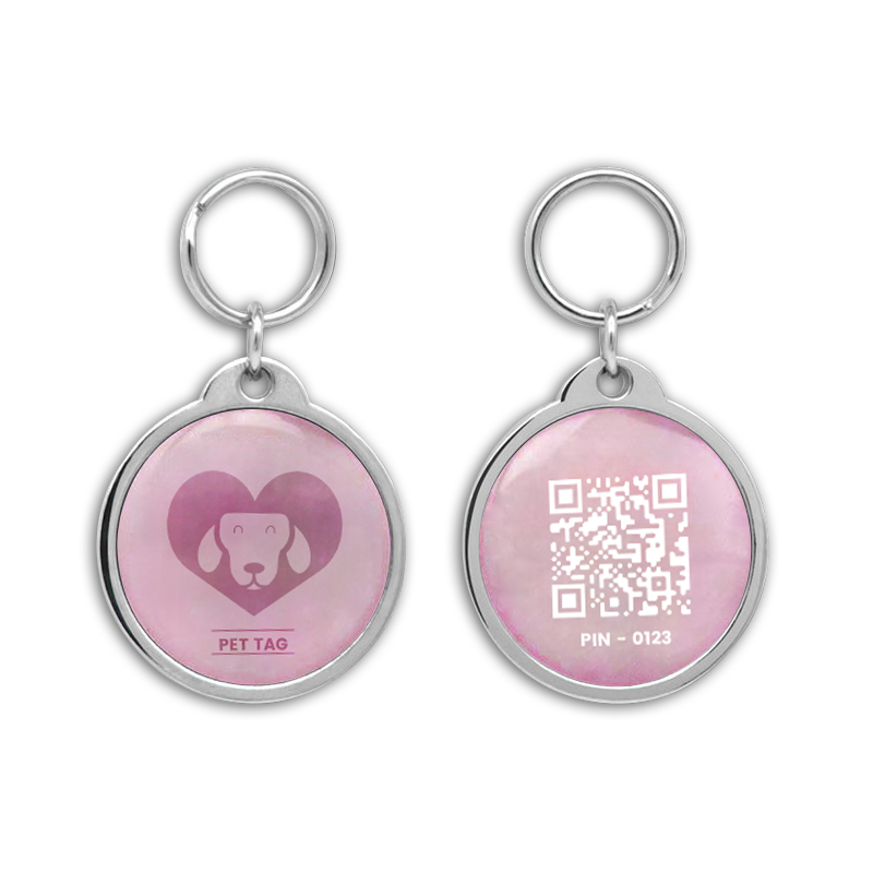 Smart NFC NTAG213 Metal Epoxy Qr Code Pet Dog Id  Keychain Tag