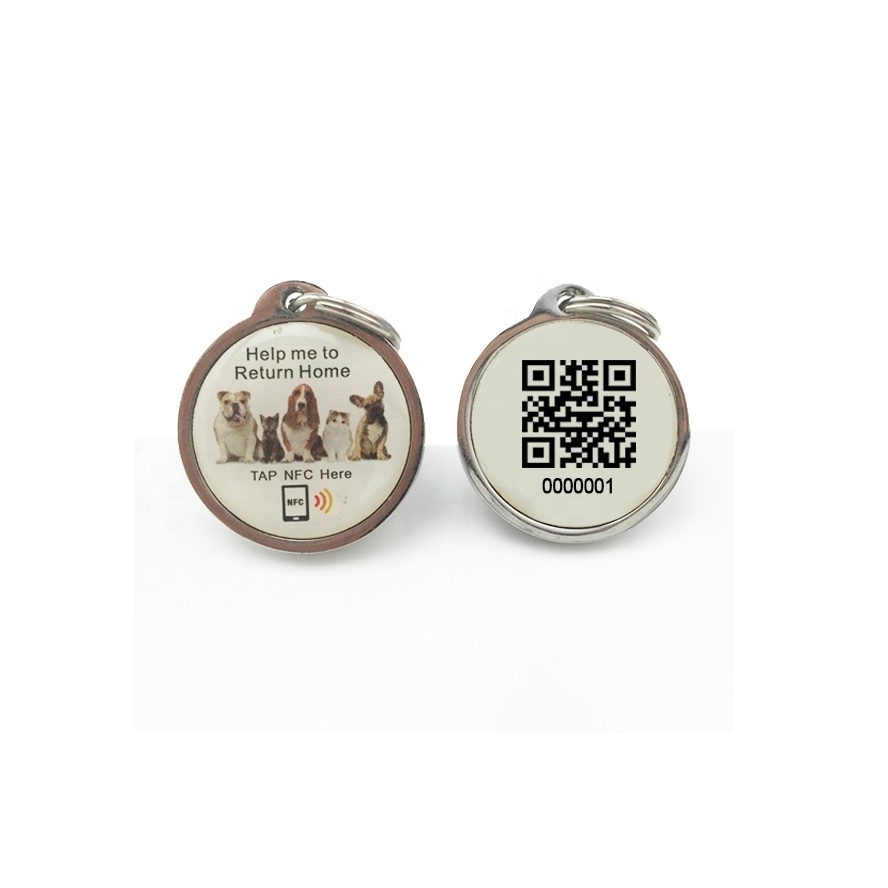 Programmable NTAG213 RFID Animal Identification Tag NFC Pet Dog Epoxy Tag Can Custom QR Code