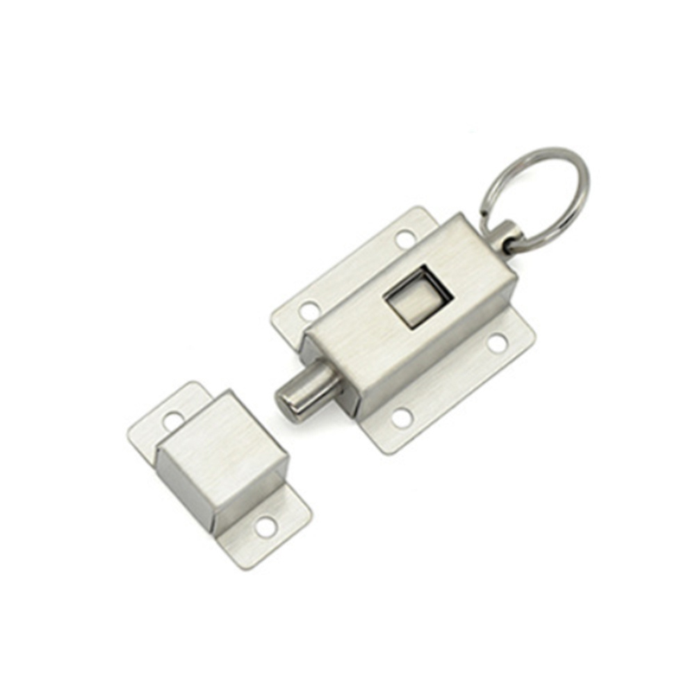 Stainless Steel Satin Polished Spring Pin Door Latch With Lock And Pull Ring