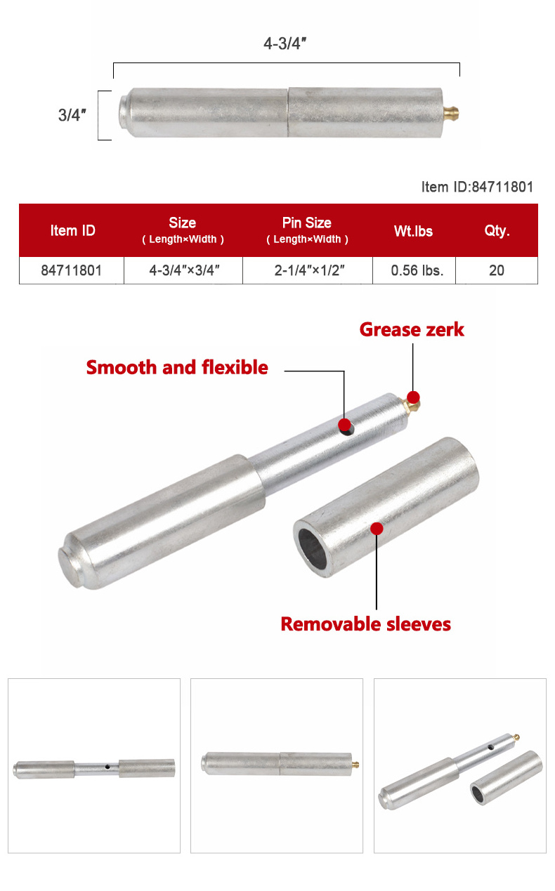 High Quality Hardware Barrel Bullet Shape Steel Weld on Hinge Heavy Duty Gate Iron Metal Welding Hinges