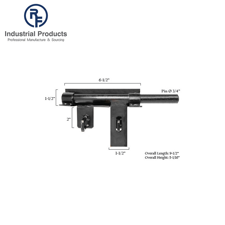 Black Powder Coated Finish Gate Hardware Steel Lockable Welded on Sliding Door Bar Fence Latch