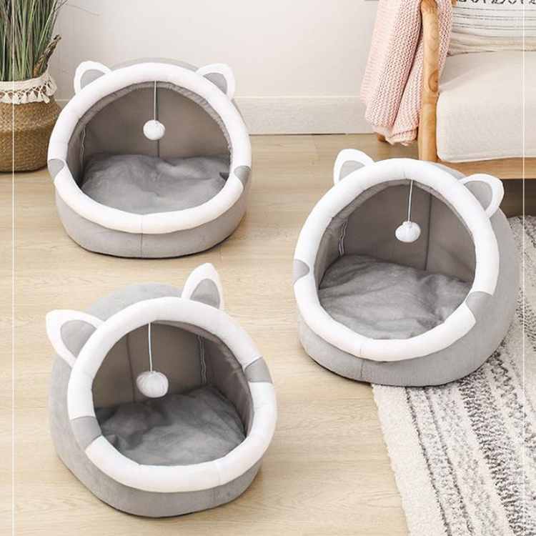 Cute shapes with different animal ears cat beds Luxury Dog and cat Bed in winter Soft Washable Cushion Fluffy Pet Beds in house