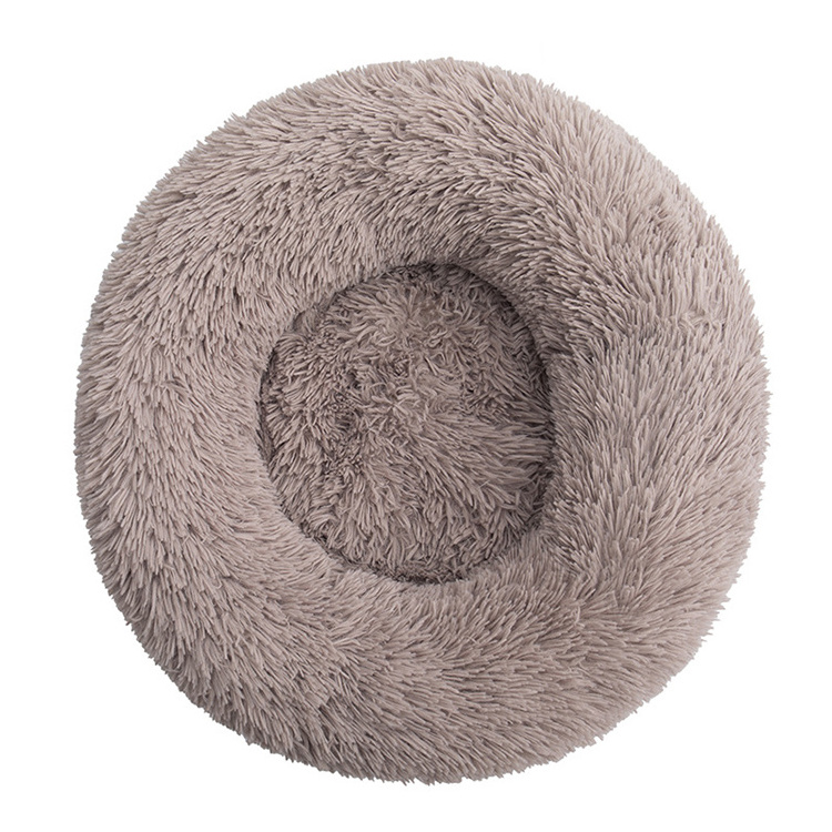 Waterproof Washable Small Round Sofa Fluffy Plush Anti Anxiety Calming Donut Foam Cat Dog Pet Beds