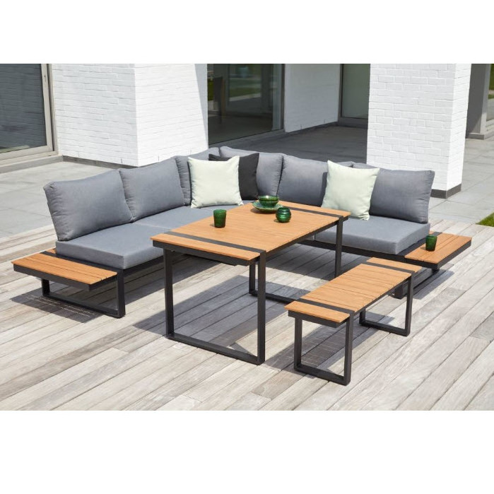 Hot Sales Garden Table Set Outdoor Bench Set Chair Outdoor Seat Dining Table Picnic Table and Bench Metal Wood Garden Furniture