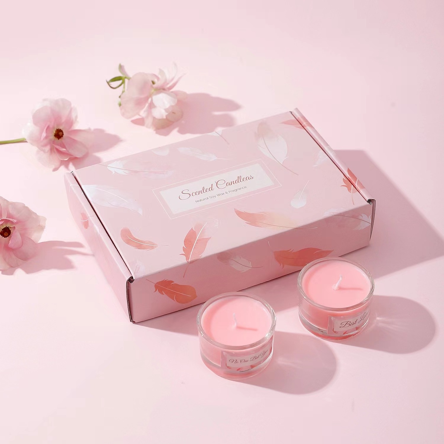 Luxury Design Sakura Series Multi Fragrance Natural Fashionable Popular Spiritual Soy Wax Pink Scented Candle Set