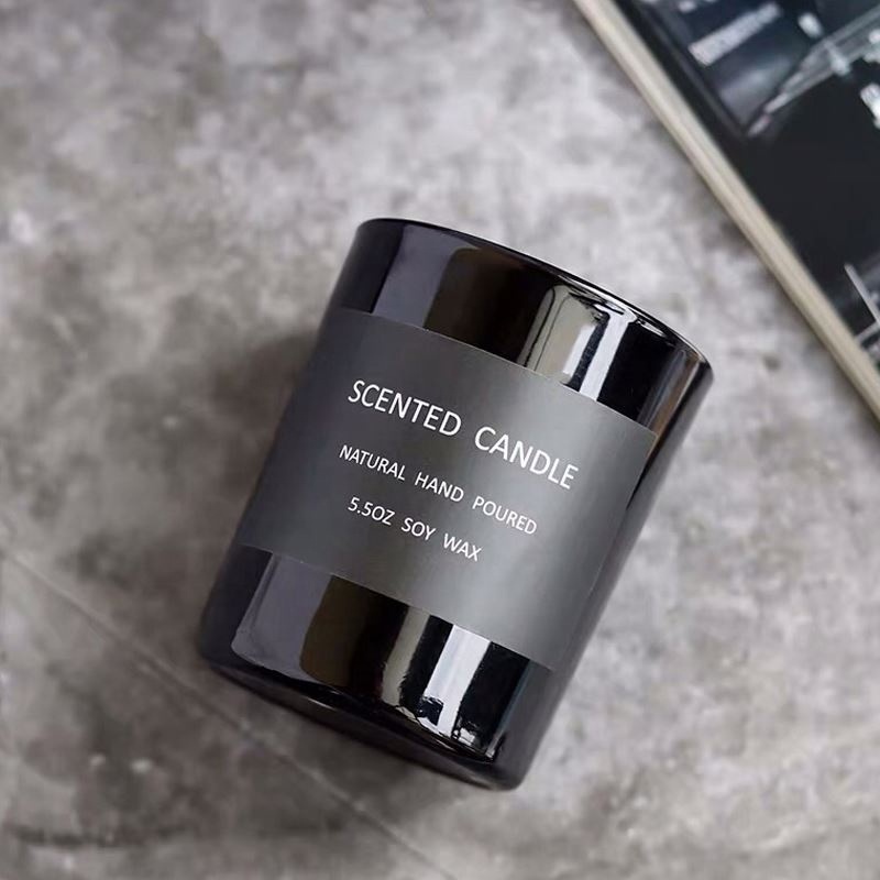 design print logo matt black glass jar home fragrance man candles scented luxury natural scented candle with gift box