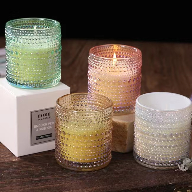 wholesale home decor candle luxury soy wax scented candles no label clear thick bottom glass candle jar with box