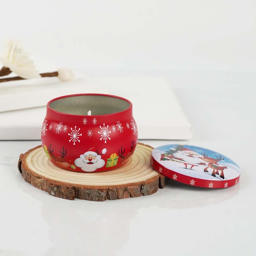 christmas style tin scented candle decorative holiday gift aroma 100% soy wax scented candle