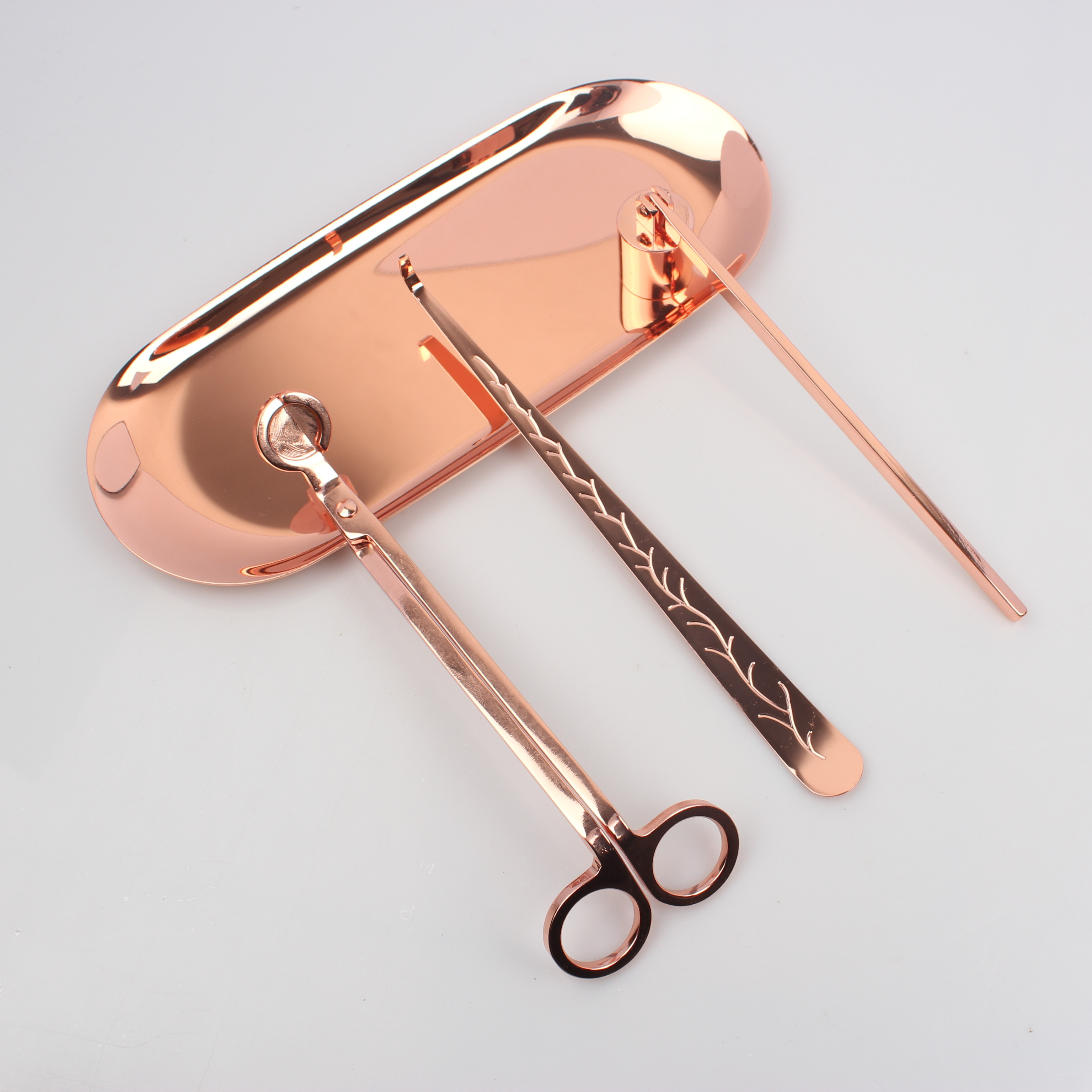 Customized Candle Accessories Tool Wick Dipper Lighter Candle Snuffer Black Rose Gold Wholesale Candle Wick Trimmer Set