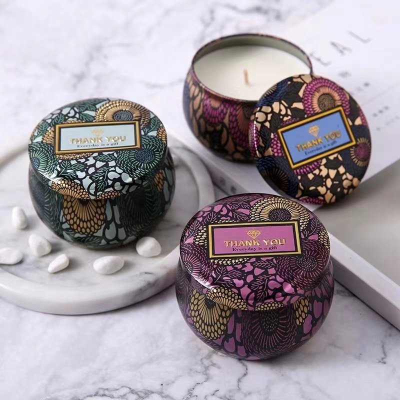 Wholesale custom scented candles Tin Candle Gift Set Aroma Spa Tin Jar Soy Wax Aromatherapy Scented Travel Candle 4 Pack