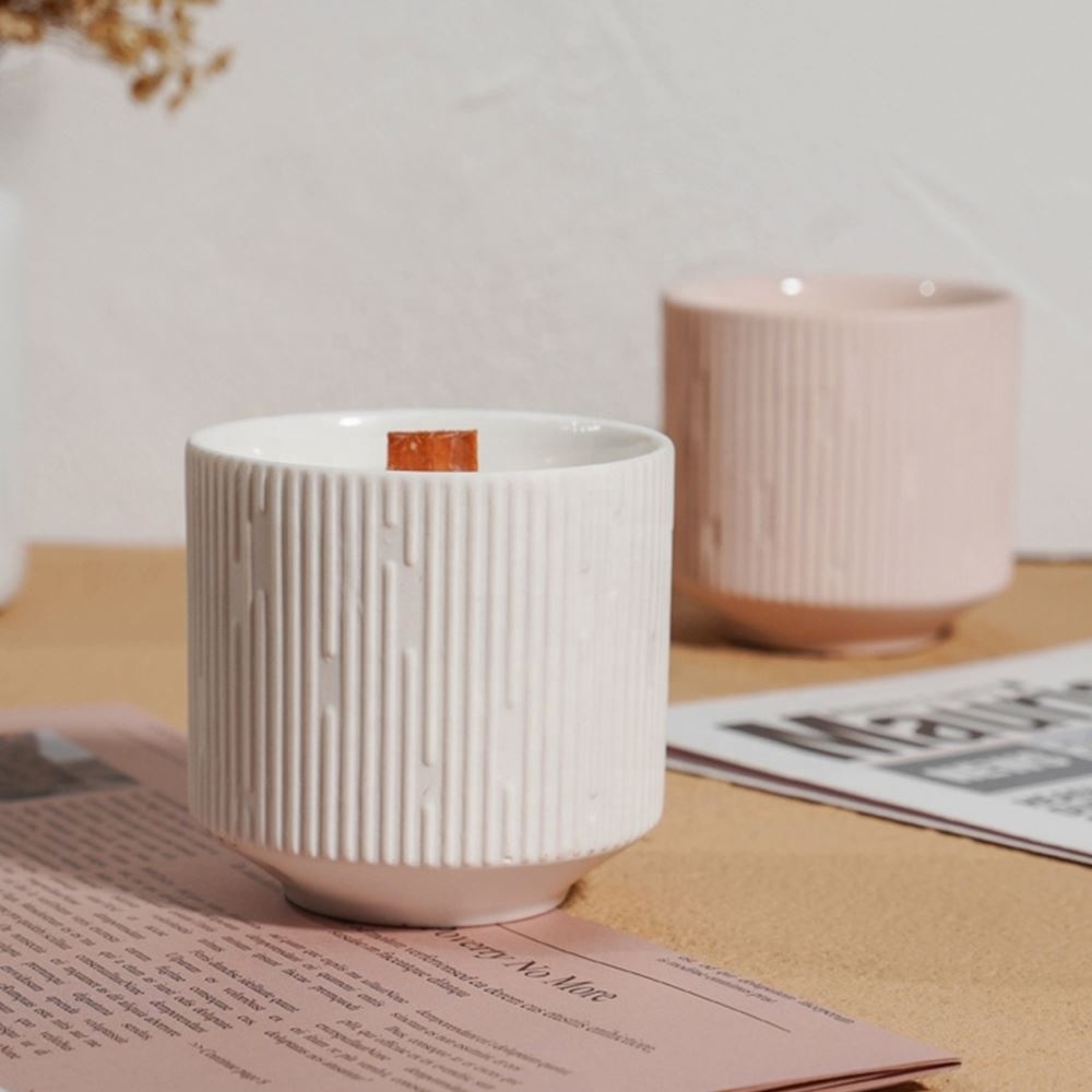 Best Selling Ceramic Scented Candle Nordic Style Soy Wax Scented Candle Wood Wick