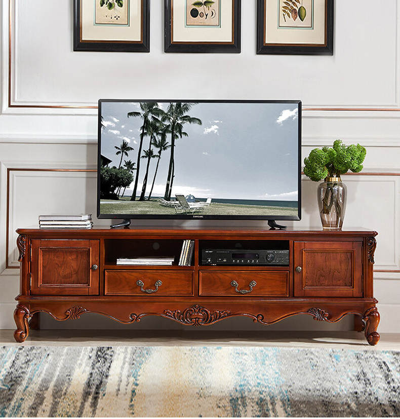 Classical design TV cabinet Wooden Carving living room cabinet American style solid wood TV stand Luxury wine cabinet