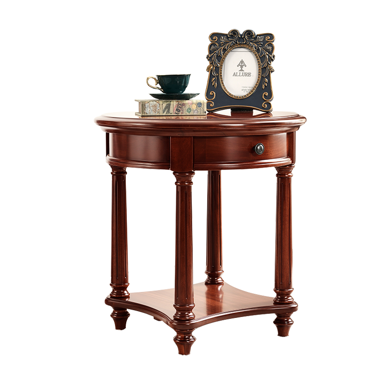 High Quality American style solid wood coffee round tea table Hotel leisure wooden sofa corner side table living room table