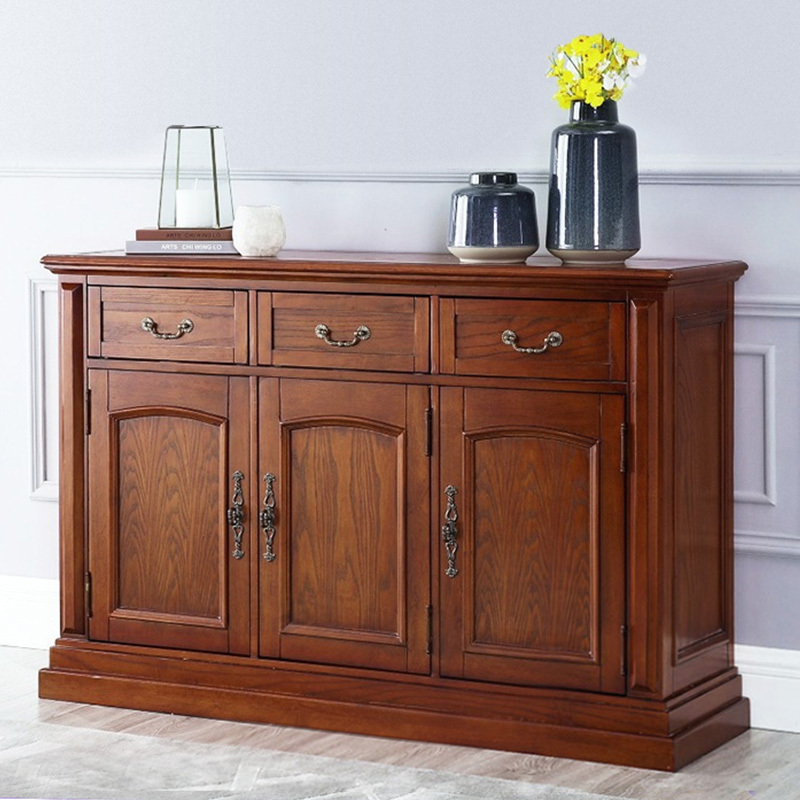 Newest design American traditional style sideboard solid wood dinning buffet cabinet black color living room storage cabinet