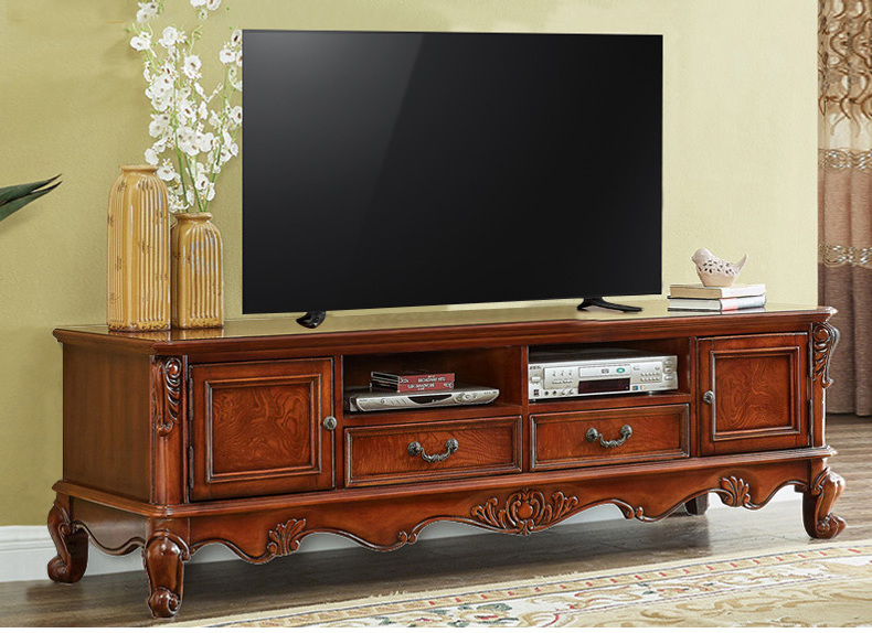 Classical design TV cabinet Wooden Carving living room cabinet American style solid wood TV stand Luxury wine cabinet