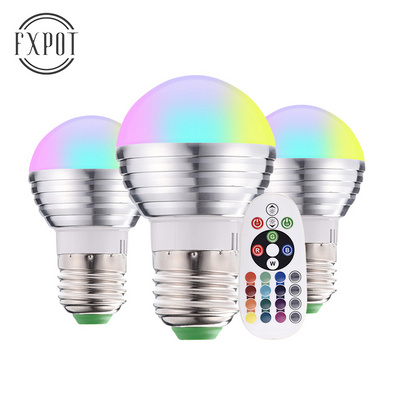 FXPOT Smart Led Light 5W Home Decor Bedroom Color Changing E27 RGB LED Light Bulb With Infrared Remote Control