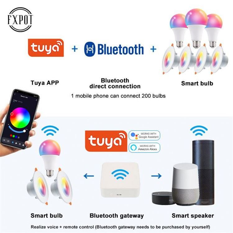 Fxpot Smart Led Light High Quality Home Lighting Led BT Light Bulb 10W RGB Color Change Alexa Smart Bulbs