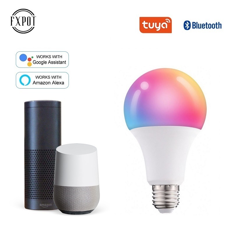 Fxpot Smart Led Light Tuya Smart Life Smart Bulb 10W E27 E26 E22 Base CCT RGB Alexa Lamp Smart Light BT Led Bulb