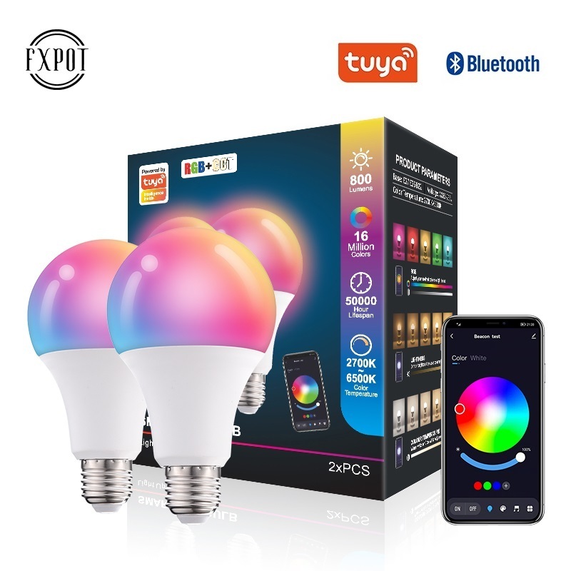 Fxpot 10w E26 E27 B22 Tuya BT Control RGB Bulb Smart Led Light Bulb Work With Alexa Light Google Home