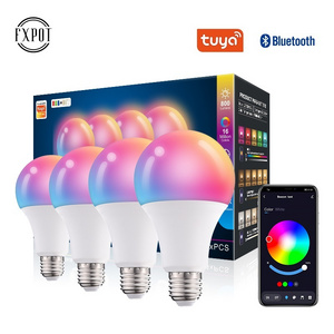 Wholesale Wireless BT Tuya App Control Dimmable 15w E27 E26 B22 RGB Smart Led Bulb Light With Alexa Lamp