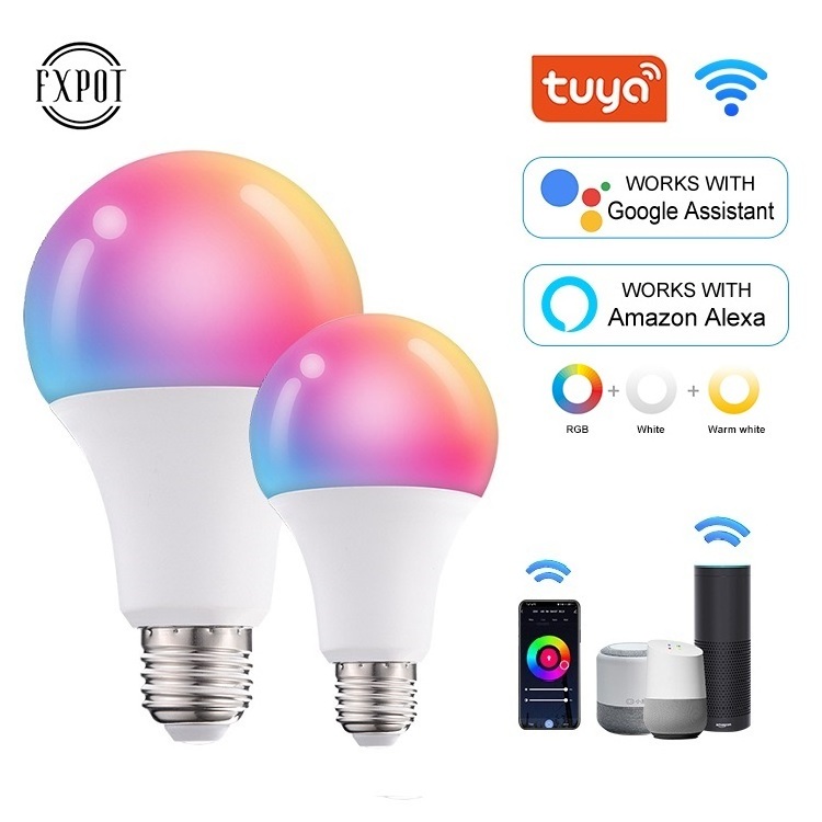 Fxpot New Arrival Alexa Speaker RGB Tuya Control Light B22 E26 E27 10w Wifi Connect Led Smart Bulb