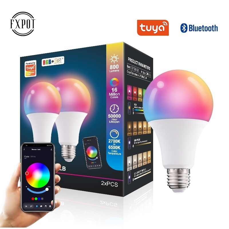 Fxpot Alexa Lamp Google Home Smart Control RGB Dimming B22 E26 E27 10w 12w 15w Led BT Light Bulb