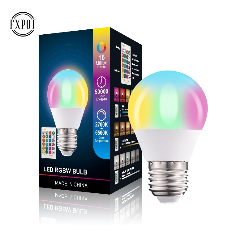 FXPOT Smart Led Light Cheap Price Indoor E26 E27 B22 3W Colorful RGB Dimming Led Light Remote Control Smart Bulb