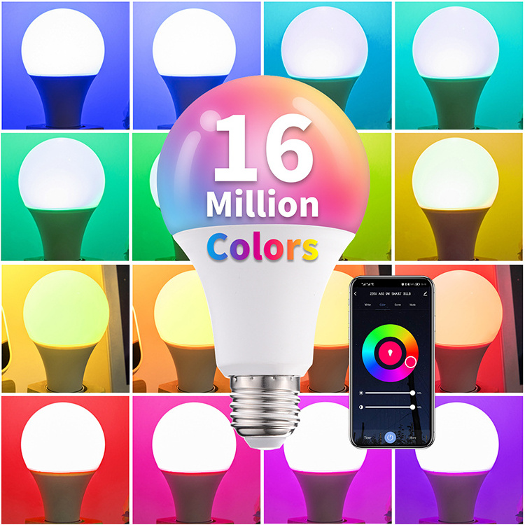 Fxpot Hot Sale Tuya Smart Bulb Light RGB Dimming B22 E26 E27 10w Led Wifi Smart Bulb With Amazon Alexa and Google assistant