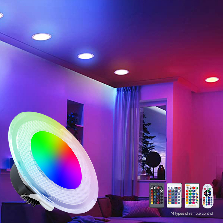 FXPOT Smart Led Downlight Tuya Google Alexa Lamp 5w Round Ceiling Recessed Mounted RGB Smart Remote Control LED Down Light