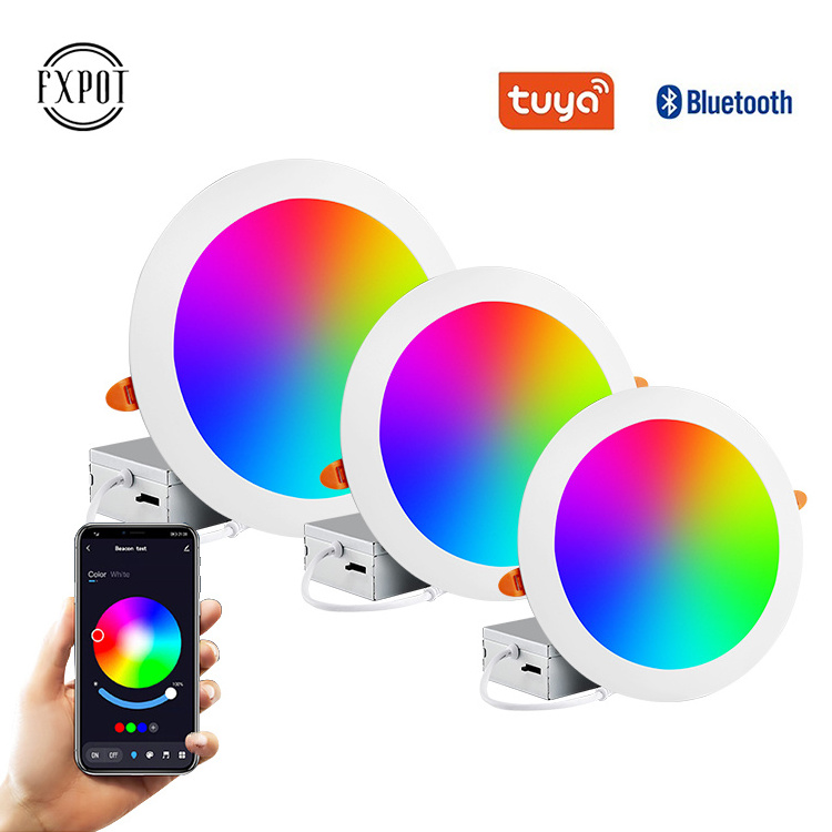 FXPOT Tuya BT Ceiling Recessed 6w 9w 12w 15w 18w 24w RGB Dimming Smart Led Panel Light