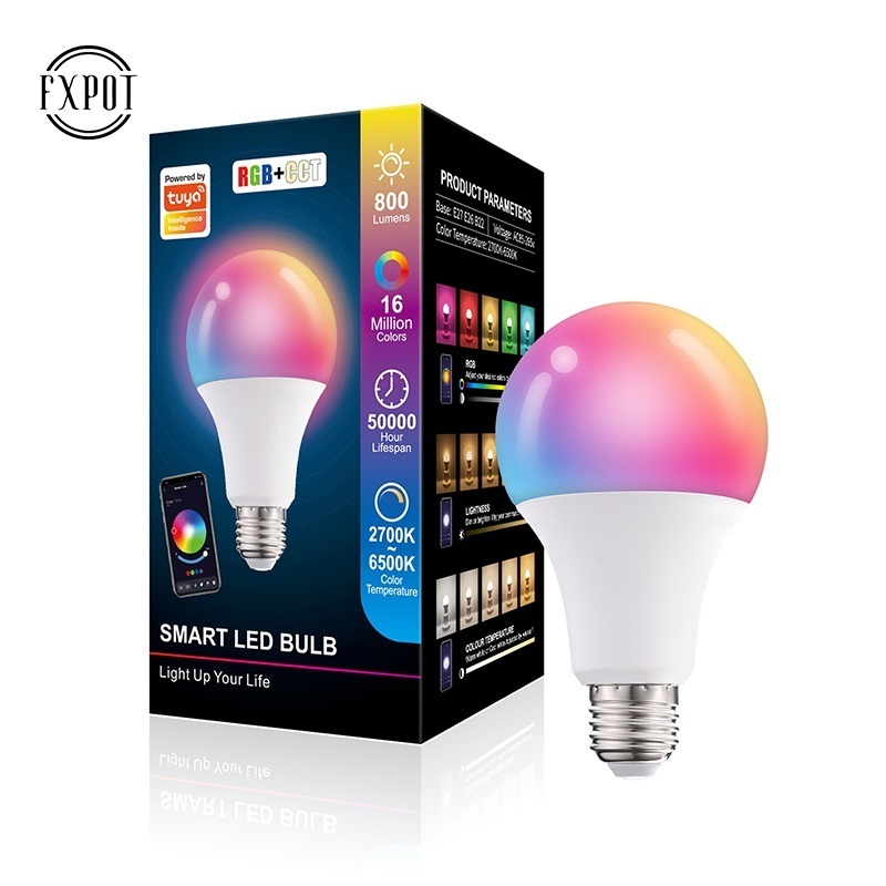 Fxpot Alexa Lamp Google Home 10w B22 E26 E27 Base BT Connect Smart Led RGB Bulb Lamp