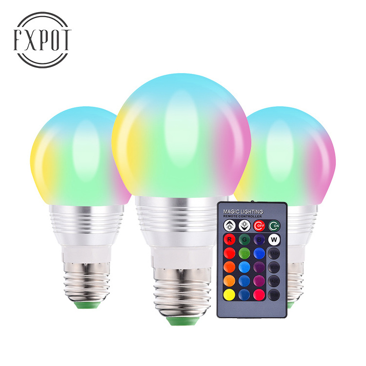 FXPOT Smart Led Light Custom Bedroom Remote Control Dimming RGB Light E27 E14 B22 5W Aluminum LED Smart Bulb