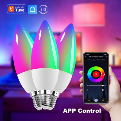 5W RGB+CW LED Lamp 220V Dimmable Lamps Alexa Google Tuya Smart Life E14 WiFi Bluetooth Smart Candle Bulbs