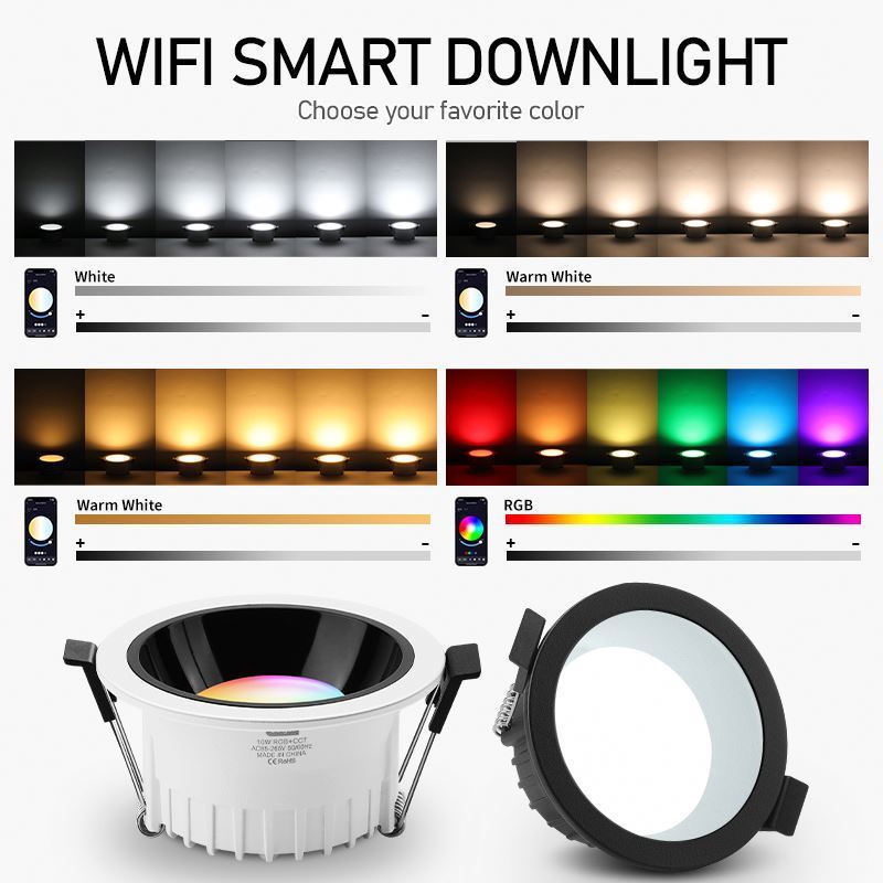 Fxpot Smart Led Downlight Recessed Mounted Tuya App Control Led Down Light 10W Fire Rated RGB Smart Led Downlights