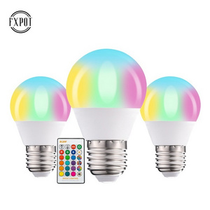 FXPOT Smart Led Light Cheap Remote Control E26 E27 B22 3W Color Changing Colorful RGB Led Light Smart Bulb