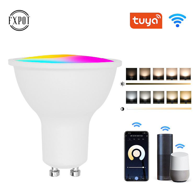 FXPOT Tuya Alexa Google Home RGB CCT Color Changing GU10 GU5.3 Led Spot Light Wifi Smart Spotlight