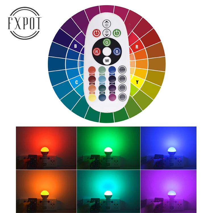 FXPOT Smart Led Light Cheap Sale Bedroom Remote Control Dimming RGB Light E27 E14 B22 5watt Led Smart Bulb