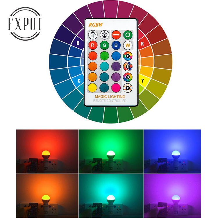 FXPOT Smart Led Light Free Sample Custom Bedroom Remote Control Dimming E27 B22 GU10 5W RGBW LED Light Smart Bulb