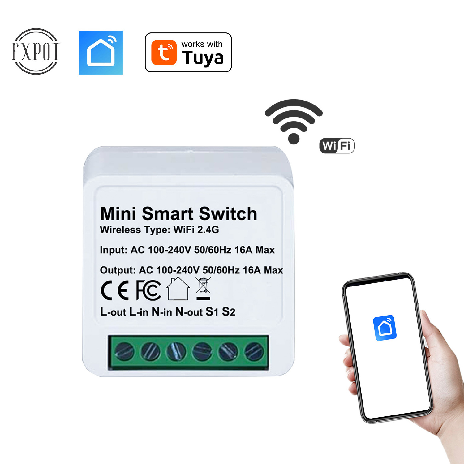 6 gang 16A 240V remote control smart switch alexa voice control home light power Tuya mini smart electric switch