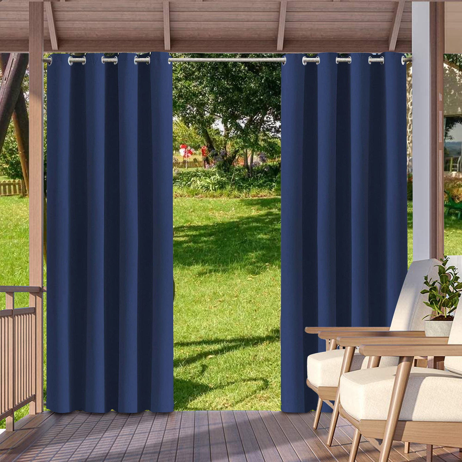 Outdoor waterproof fade resistant mildew resistant outdoor gazebo patio curtains finished custom perforated curtains.