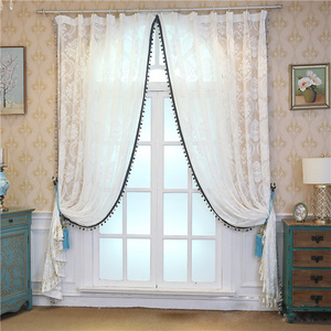 European embroidery white mosquito nets princess curtain sheer jacquard bedroom living room bay window curtain sheer