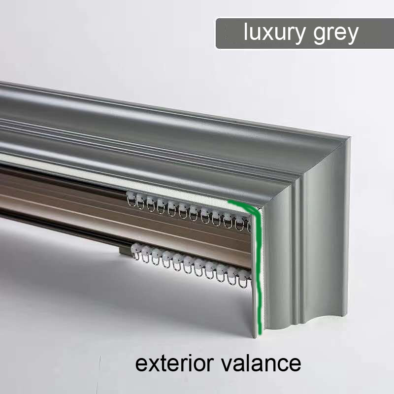 Alloy metal Silent track clean pulley light luxury curtain box inside and outside installation curtain valance