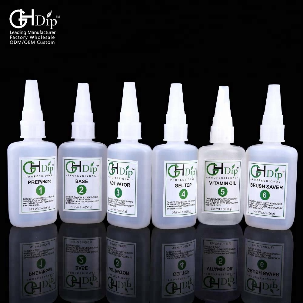 Custom Made Nail Glue For Dipping Powder System, Gel Base/Gel Top/Activator/Brush Saver/Bond Wholesale