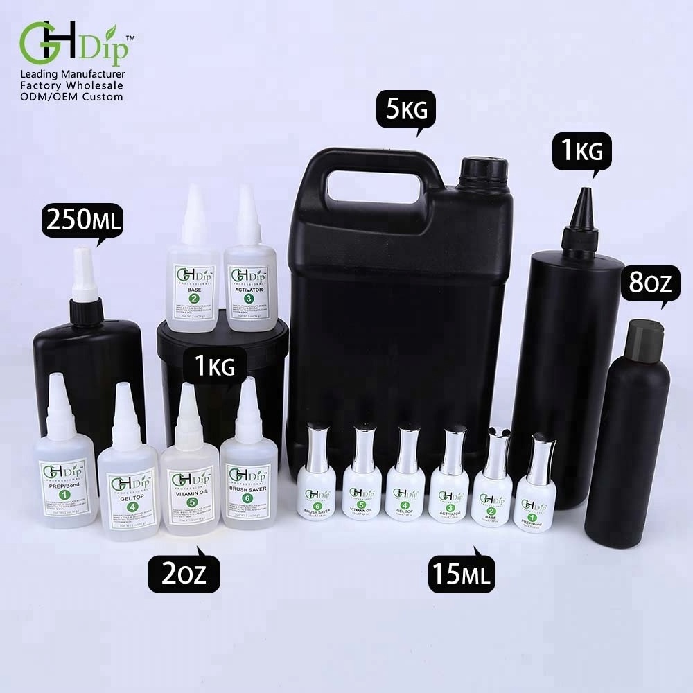 Custom Made Nail Glue For Dipping Powder System, Gel Base/Gel Top/Activator/Brush Saver/Bond Wholesale