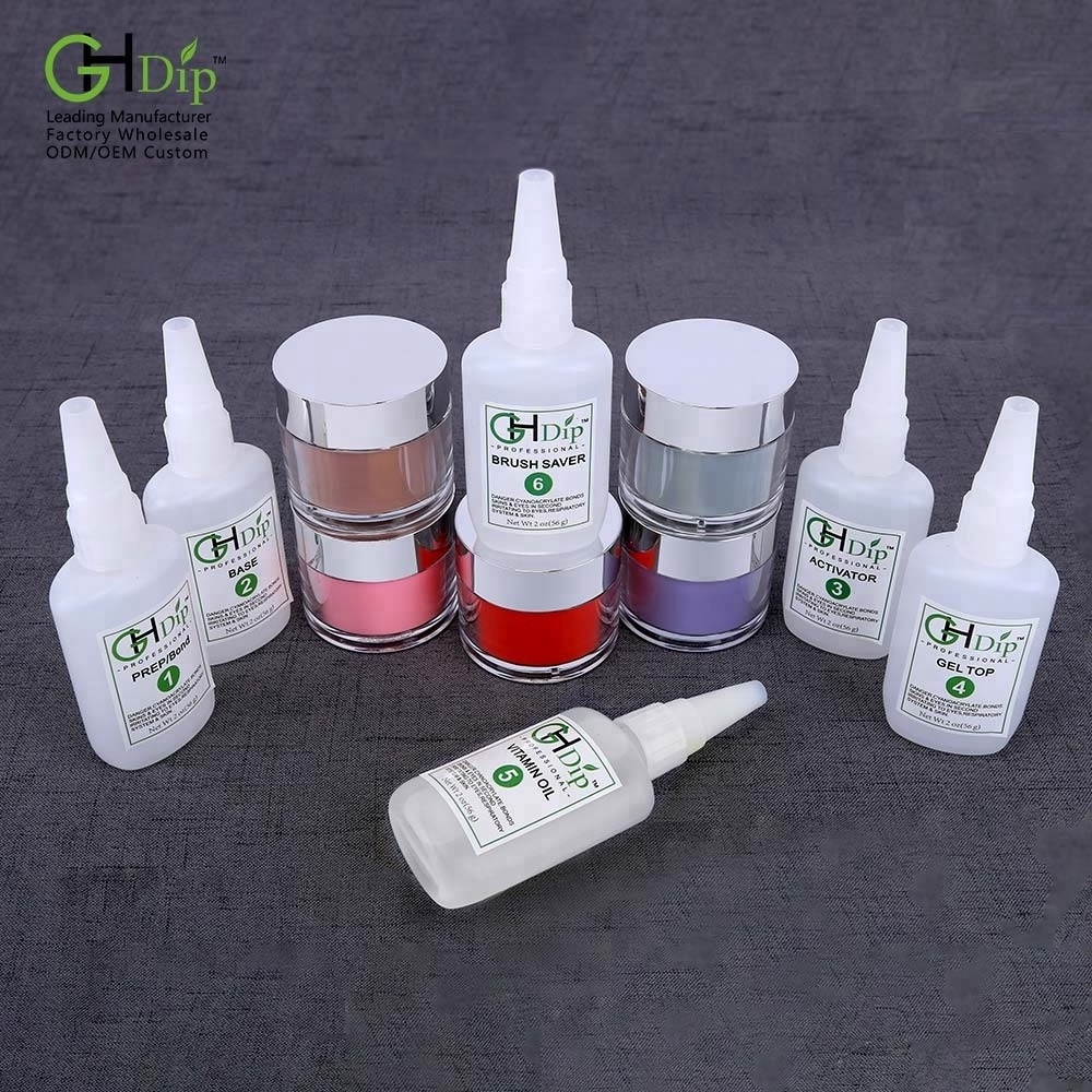 Custom Made Nail Glue For Dipping Powder System, Gel Base/Gel Top/Activator/Brush Saver/Bond Wholesale