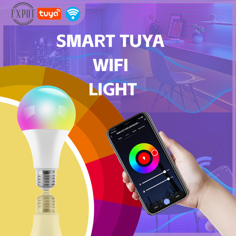 Fxpot Smart Led Light Factory Price Alexa Round Tuya App Control Smart Colour Changing 10watt E27 RGB Led Bulb Wifi Smart Bulb